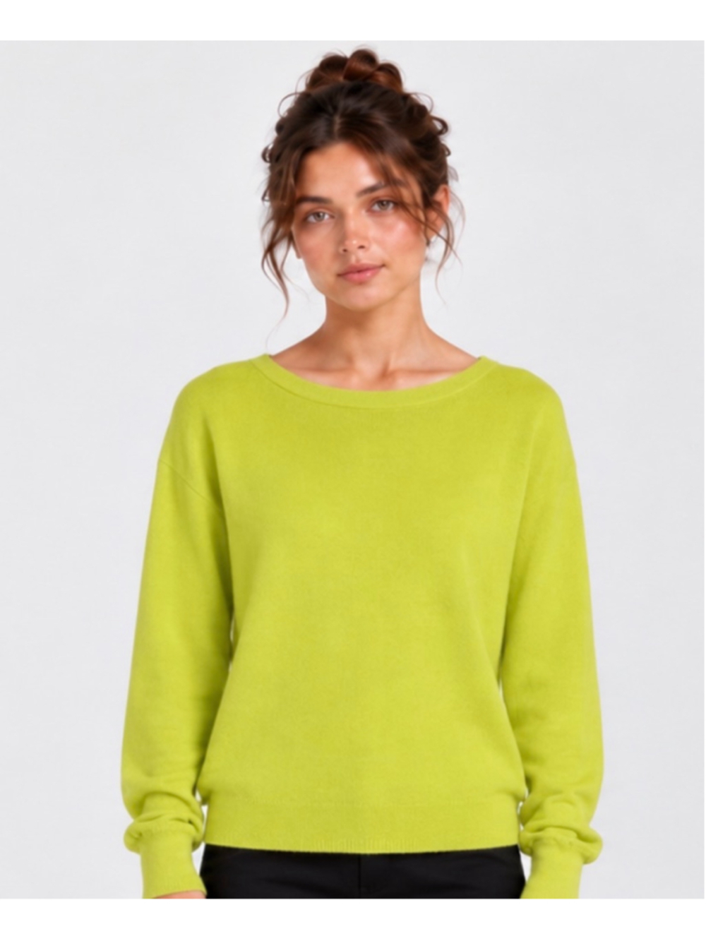 Peck & Peck Cashmere Crew Neck Sweater XL Yellow Green New